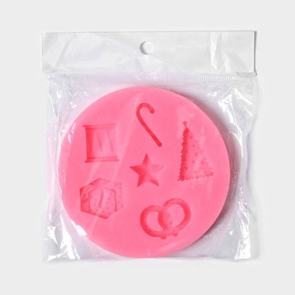 Молд для заливки «Новогодние атрибуты», силикон, 10×10×1 см