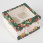 Коробка для капкейков 4 шт «Новогодний подарок»