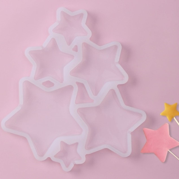 Форма силиконовая для леденцов "Звёзды" 6 ячеек