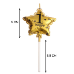 Свеча для торта на шпажке Цифра "1" «Воздушный шарик.Звезда» Золото — изображение 2