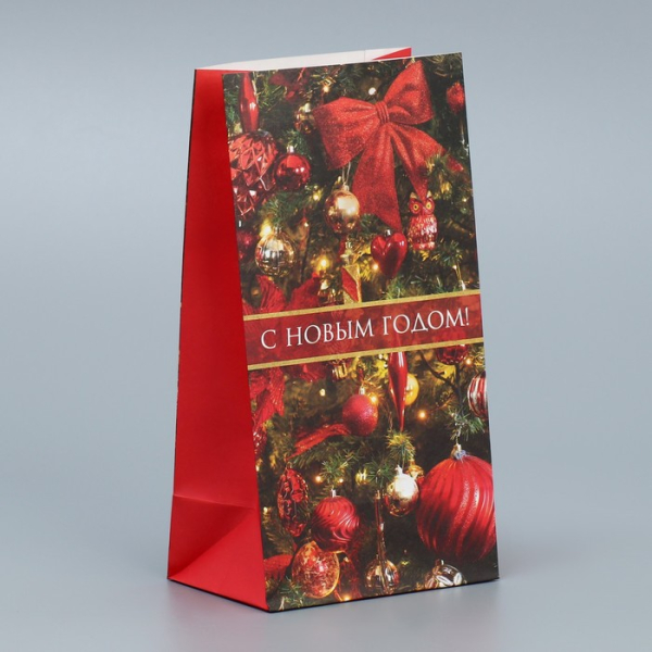 Пакет подарочный без ручек «С Новым годом!» 10×19.5×7 см