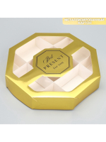 Коробка - менажница Золото с окном Best PRESENT 27×27×5 см — изображение 2
