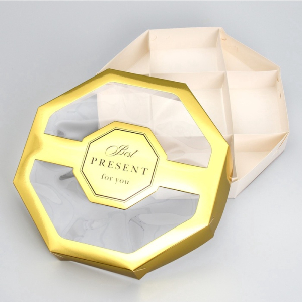 Коробка - менажница Золото с окном Best PRESENT 27×27×5 см