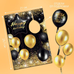 Топпер для торта "Happy Birthday" Черный/Золото Набор 6 шт — изображение 2