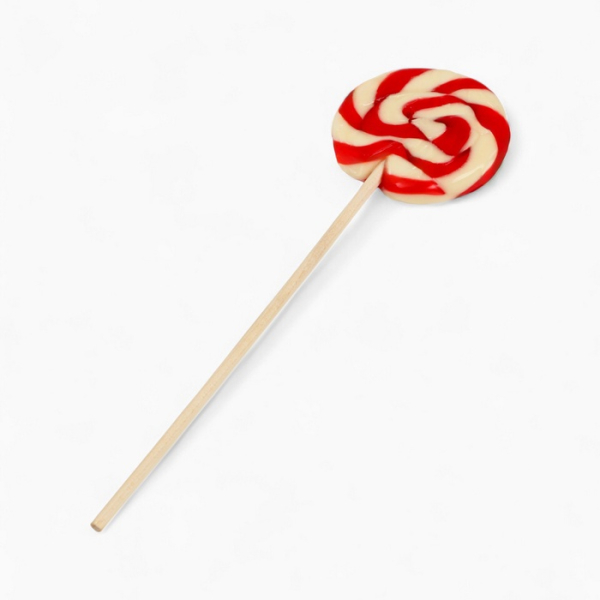Леденец на палочке "Круг" Красный/Белый вкус: клубника 15 г