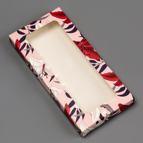 Коробка под плитку шоколада с окном «Лилии» 17×8×1.4 см