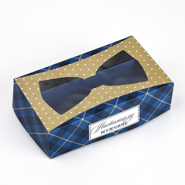 Упаковка для макарун с окном, «Настоящему мужчине», 11×19×5.5 см