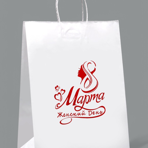 Пакет бумажный Крафт «С 8 марта» 26×15×35 см