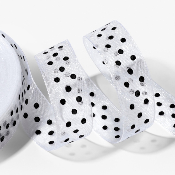 Лента капроновая Белая «Горох» 15 мм 23±1 м