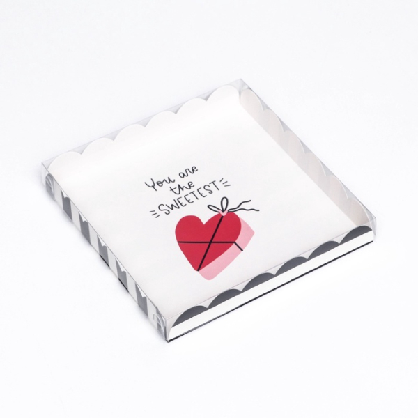 Коробка для печенья с прозрачным окном «Сердце» 21×21×3 см