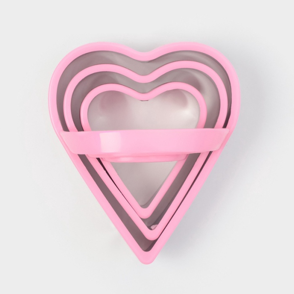 Формы для печенья «Сердца» набор 3 шт металл с ручкой