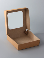 Коробка для сладостей складная Крафт с окном 15×15×4 см — изображение 2
