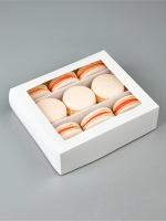 Коробка для 9 макарун, с ложементом, с окном Белая 16.5×19×5.5 см — изображение 3