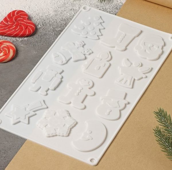 Форма силиконовая для шоколада Новый год 12 шт