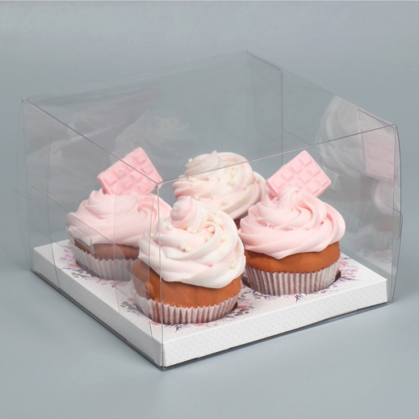 Коробка для капкейка 4 шт «Венки», 16х6х11.5 см