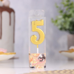 Свеча на шпажке Цифра "5" Золото 4.5х2.5 см — изображение 2