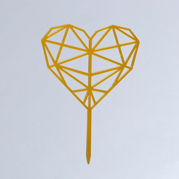 Топпер декоративный акриловый "Сердце геометрическое" Золотой