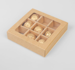 Коробка для 9 конфет раздвижная Крафт 13.5х13.5х3.2 см