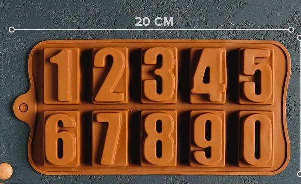 Форма силиконовая для шоколада Цифры 20х11 см