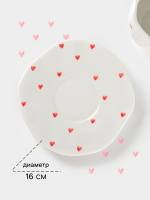 Чайная пара Любовь чашка и блюдце, ручная роспись, керамика — изображение 2