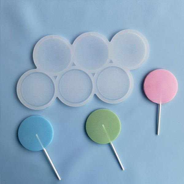 Форма силиконовая для леденцов "Погремушка" Круг 5 см 6 шт