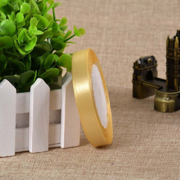 Лента для декора и упаковки Атластная Золотистый 12 мм 23 м