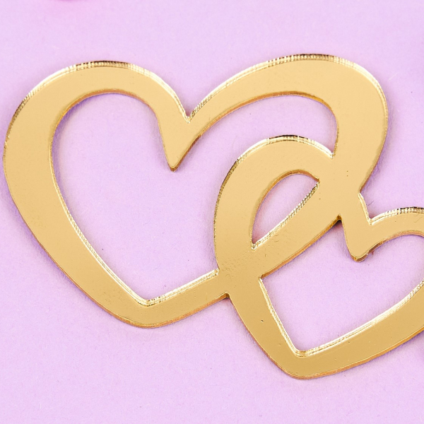 Топпер украшение фигурное "Сердце двойное" Золото
