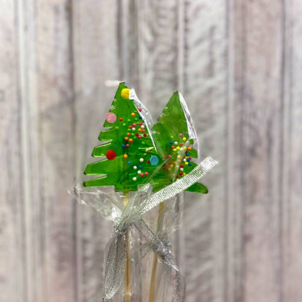 Леденец "Ёлка графика" Зелёный с посыпкой