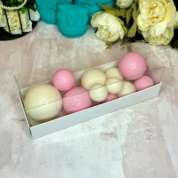 IMG_4394 Фигура из глазури "Набор сфер" Розовый/Белый — изображение 1