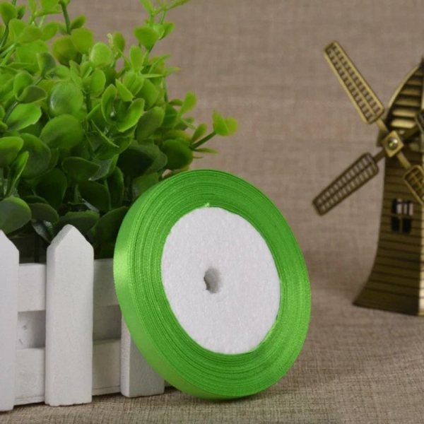 Лента для декора и упаковки Атласная Светло-зеленый 12 мм 23 м