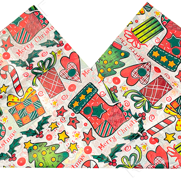 Бумага тишью "Merry Christmas" Белая 50х66 см 5 шт