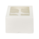 Коробка на 4 капкейка с окном Белая 16х16х10 см