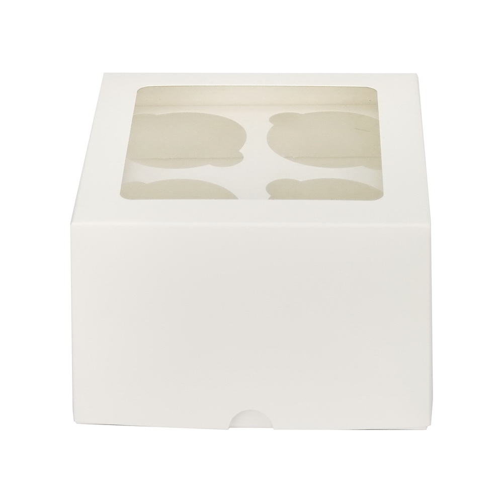 c1utwxhig8nw352pu82j9xz2y4tt6vgx Коробка на 4 капкейка с окном Белая 16х16х10 см — изображение 1