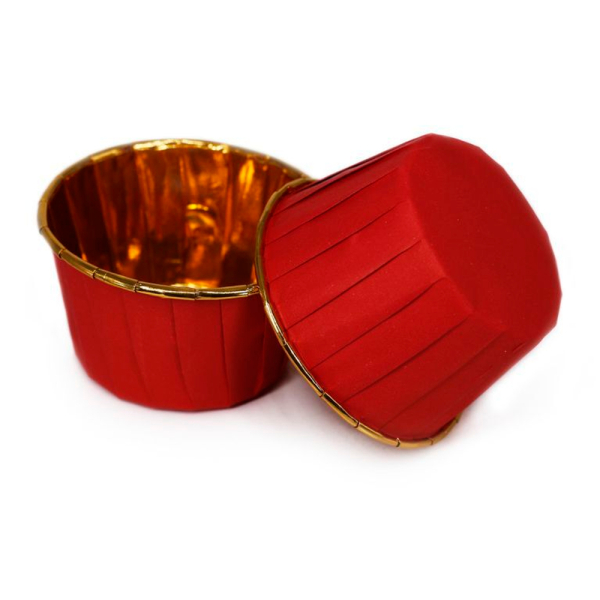 Капсула бумажная с подворотом Золото/Красный D50 H40 1 шт