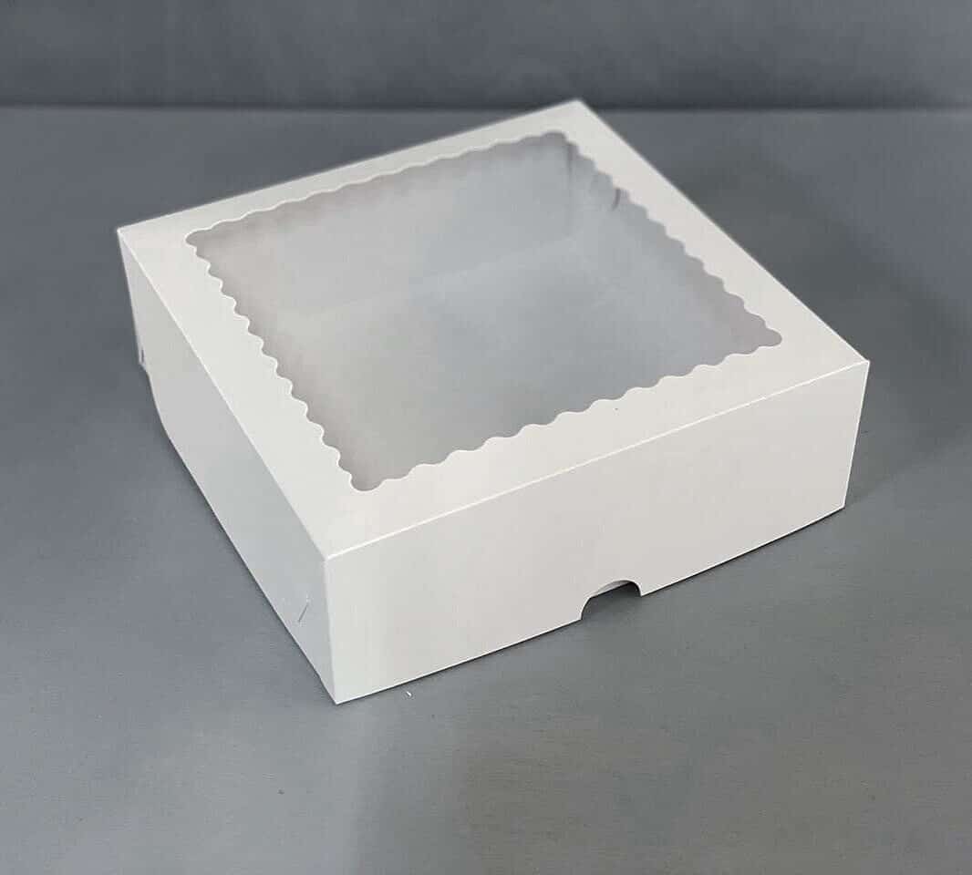 feb3f876-b825-402f-a465-d1cf4ad21236 Коробка для зефира с фигурным окном Белая 20х20х7 см — изображение 1