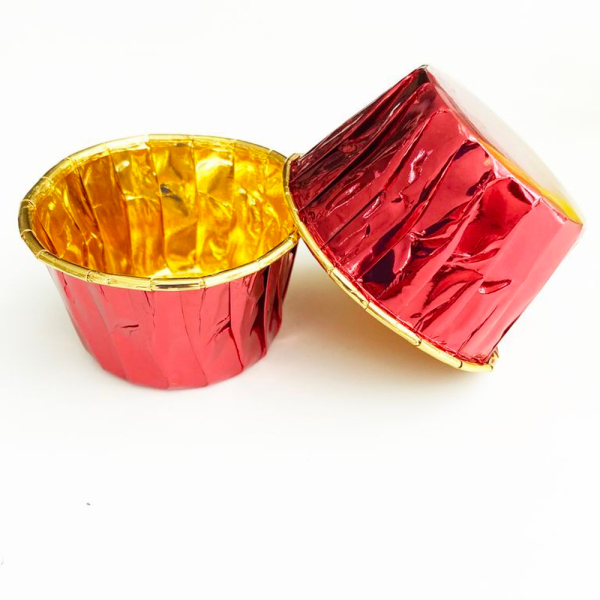 Капсула бумажная с подворотом Золото/Рубиновый D50 H40 1 шт