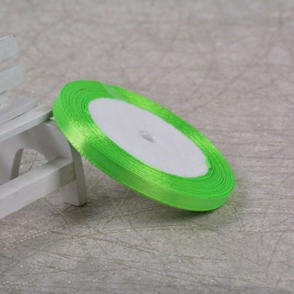 Лента для декора и упаковки Атластная Светло-зеленая 6 мм 23 м