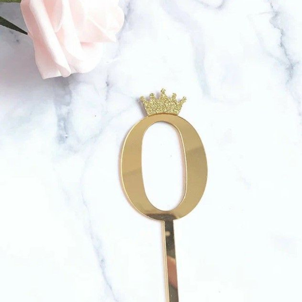 Топпер декоративный Цифра Малая "0" Золото 6,2 см