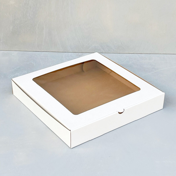 Коробка под пирог с окном Белая 300х300х40 мм