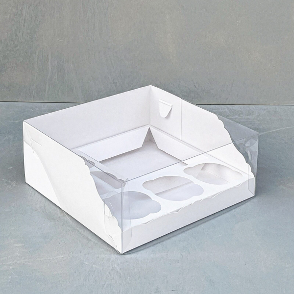 Коробка на 5 капкейков и Бенто с пластиковой крышкой Белая