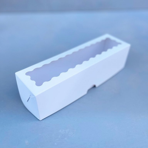 Коробка для макаронс на 6 шт с окном Волна Белая