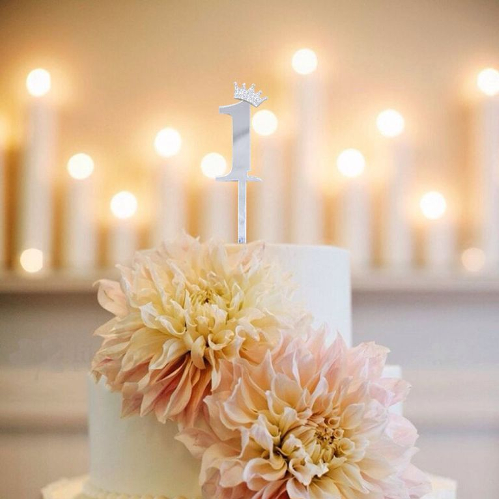 jwzdwg4jujkk4c4ow4gcskok8wkg4o Топпер декоративный Цифра Малая "1" Серебро 6,2 см — изображение 1