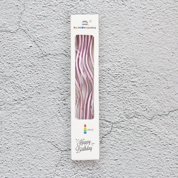 Свечи для торта Серпантин 6 шт, розовый блик