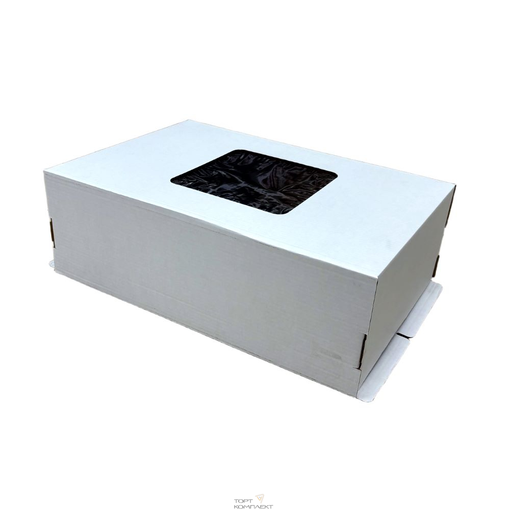 korobka_dlya_torta_60_40_20sm_s_oknom Коробка для торта с окном Белая 40х60х20 см — изображение 1