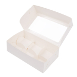 Коробка на 6 моти Белая с окном 19х11х5,5 см с ложеменами