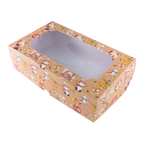 large_IMG_9034 Коробка для зефира с окном "Санта и животные" 25х15х7 см — изображение 1