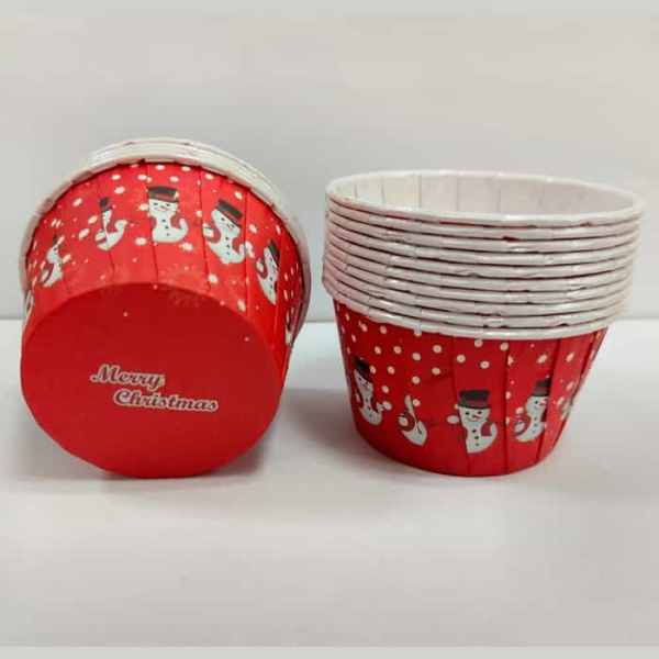 Капсула бумажная с подворотом D50 H40 Снеговики 1 шт