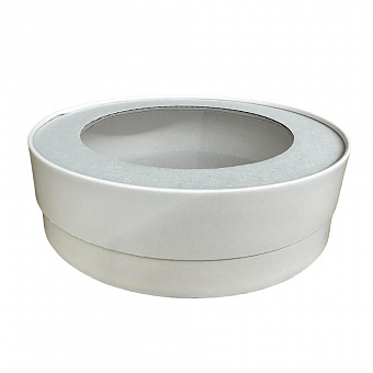 mmprjntuag4hpklw7h440s1ic23og1fb Коробка круглая с окном Белая для зефира/сладостей 20х7 см — изображение 1