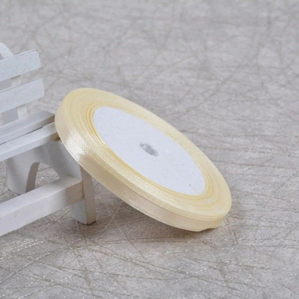 Лента для декора и упаковки Атласная Кремовая 6 мм 23 м