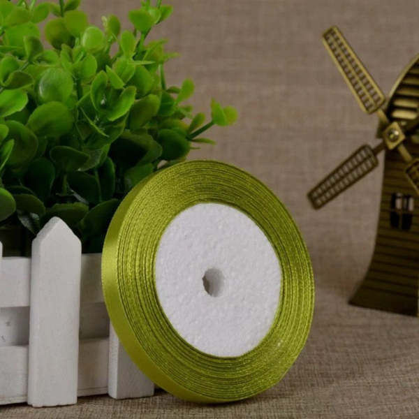 Лента для декора и упаковки Атласная Оливковый 12 мм 23 м